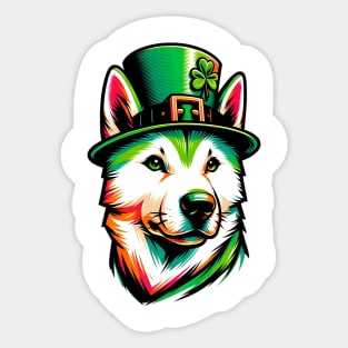 Jindo Dog Embraces Saint Patrick's Day Festivity Sticker